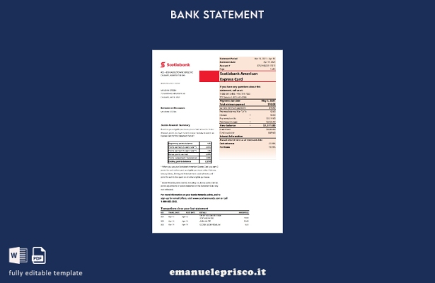 modello word di estratto conto bancario Canada Scotiabank in stile verificato